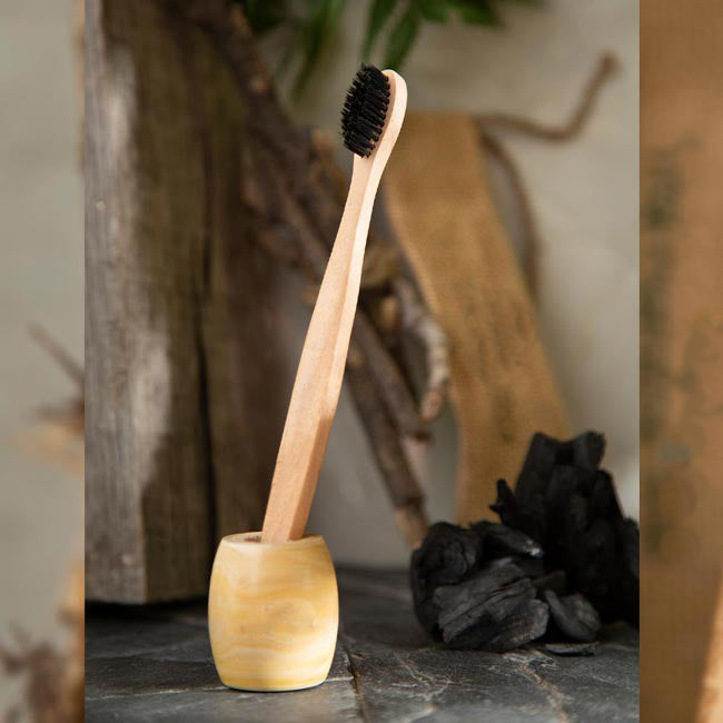 Neem Wood Toothbrush | Curve Handmade Handle | Charcoal Infused Bristles
